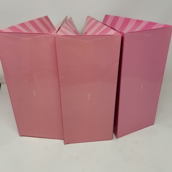 Victoria's Secret Set / 3 Paper Shopping Bags Medium Pink Silver Good - Picture 10 of 10